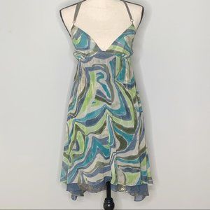 3/$30 LAROK silk layered strappy watercolor dress